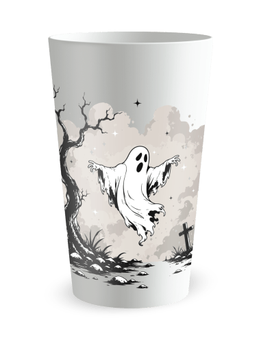 Gobelet blanc de face - Gobelet Fantôme Halloween - Ecocup