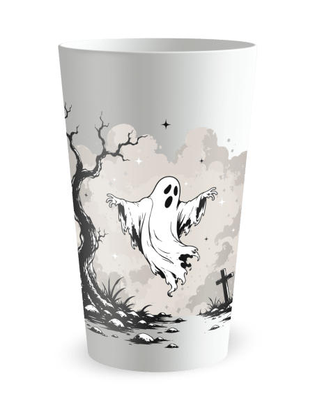 Gobelet blanc de face - Gobelet Fantôme Halloween - Ecocup