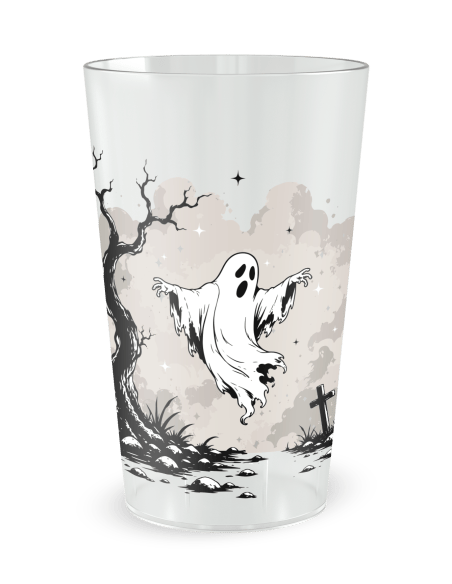 Gobelet transparent de face - Gobelet Fantôme Halloween - Ecocup