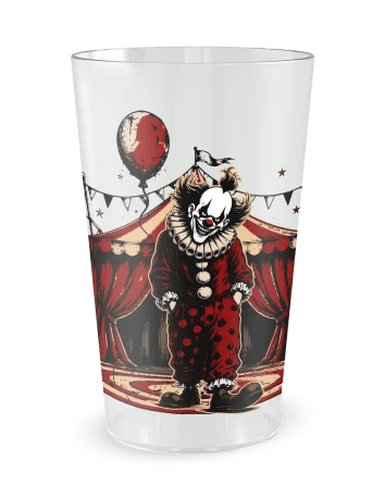 Gobelet transparent de face - Gobelet Clown Cirque Horreur Halloween - 25 cl