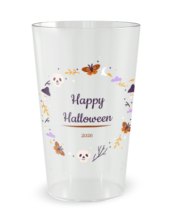 Gobelet transparent de face - Gobelet personnalisé Halloween couronne - Ecocup