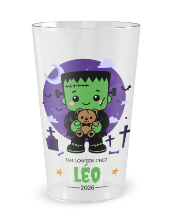 Gobelet transparent de face - Gobelet personnalisé Halloween frankenstein enfant - Ecocup