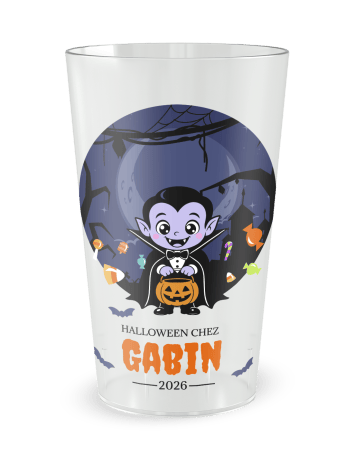 Gobelet transparent de face - gobelet personnalisé Halloween Vampire enfant - Ecocup
