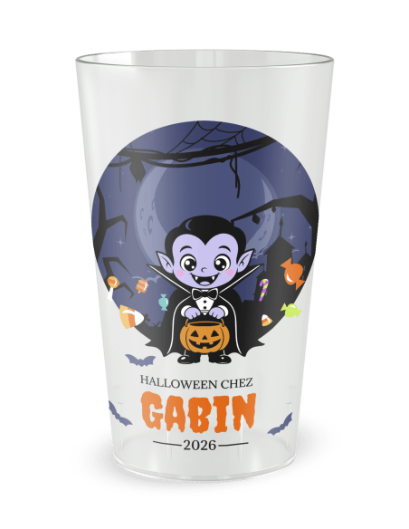 Gobelet transparent de face - gobelet personnalisé Halloween Vampire enfant - Ecocup