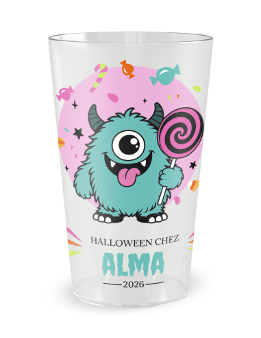 Gobelet transparent de face - Gobelet personnalisé Halloween Monstre enfant - Ecocup