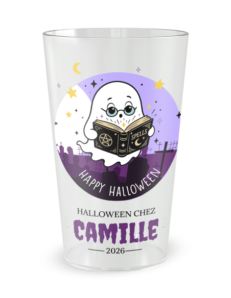 Gobelet transparent de face - Gobelet personnalisé Halloween Fantôme enfant - Ecocup