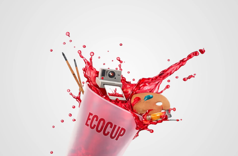 Gobelet Ecocup personnalisé éclaboussant créativité et célébration — fabriqué en France