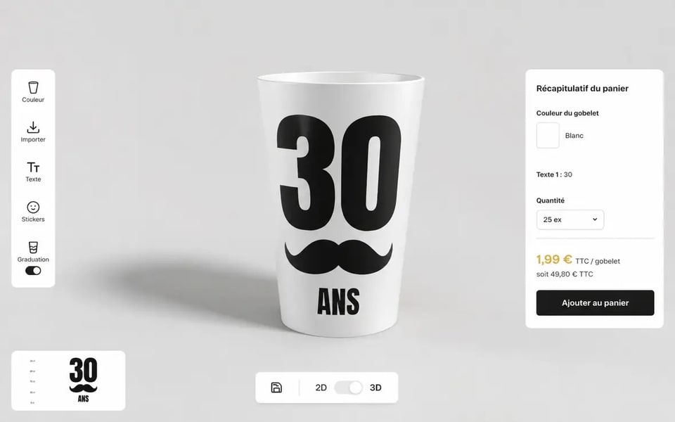 Gobelet personnalisé dans le configurateur 3D Ecocup