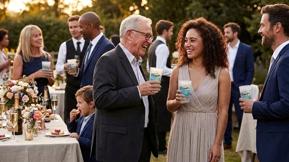 photo d'ambiance du gobelet mariage combi bleu