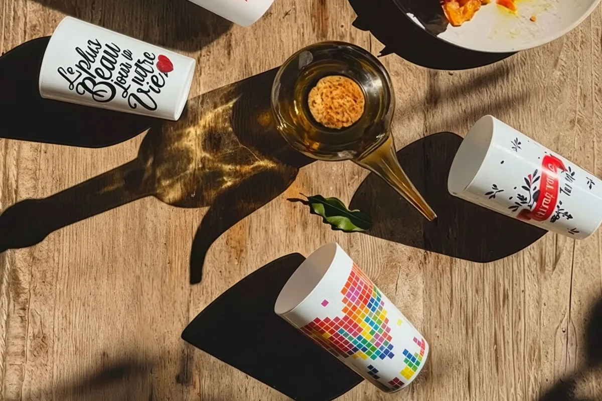 Gobelet personnalisé Ecocup ECO 30 fabriqué à Saint-Martin-du-Frêne pour événement privé